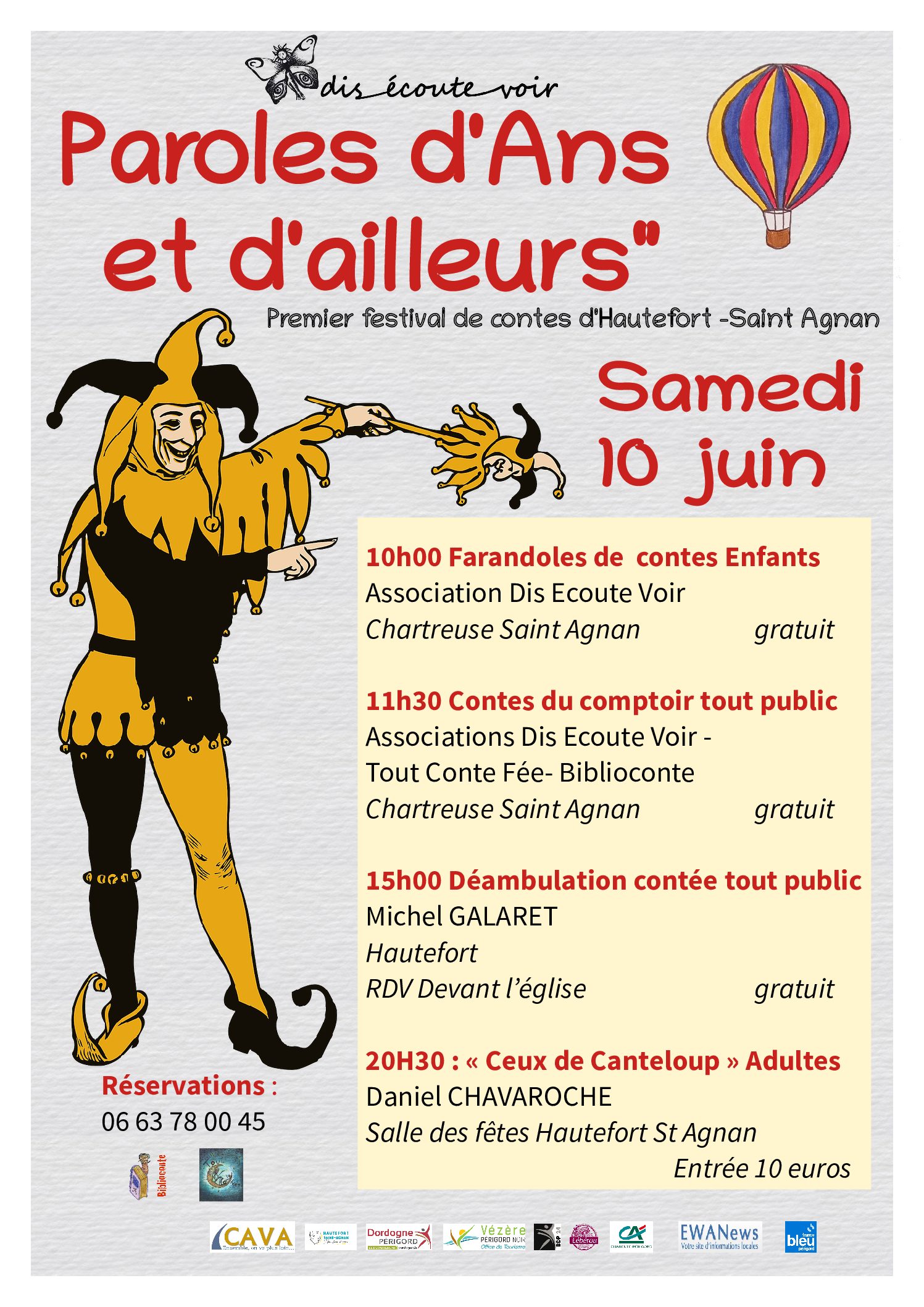 samedi 10 juin : « Paroles d’Ans et d’ailleurs » – 1er festival de conte Hautefort – St-Agnan