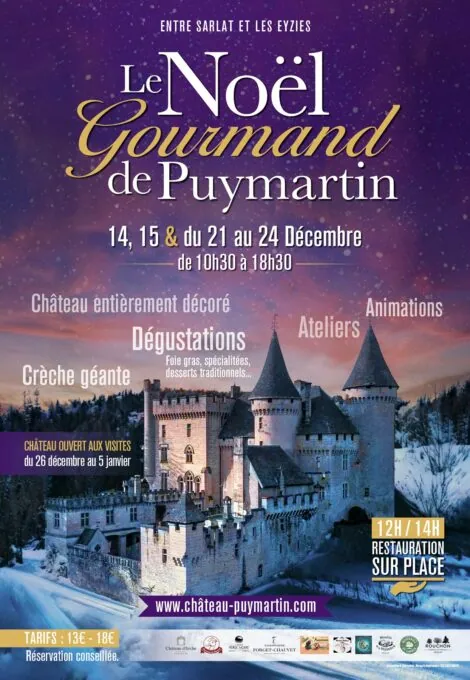 Les conteuses de notre association vont se relayer au Château de Puymartin les 14 et 15, puis du 21 au 24 décembre entre 15h et 17 h